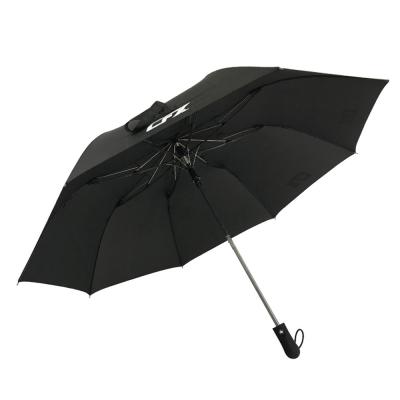 China Premium Two Fold Windproof Umbrella 25 Inch Traditional High Quality Full Black Fiberglass for sale