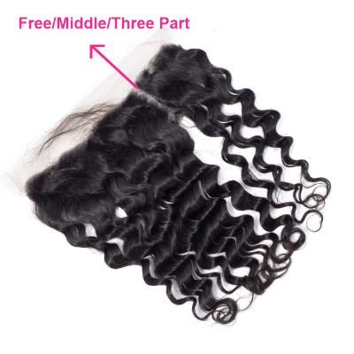 China Full ISEE 13x4/13x6 HD Raw Deep Wave Hair Headband 100% Lace Front Peruvian Hair Water Wave Lace Front Closure for sale