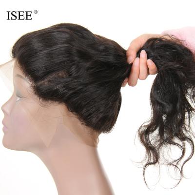 China High Quality Natural Black Silk Straight Base 360 ​​Bandeau Lace Closure for sale