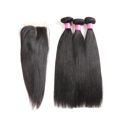 China 100% Aligend Mink Brazilian Straight Hair Silky Straight Human Cuticle Wave With Closure for sale