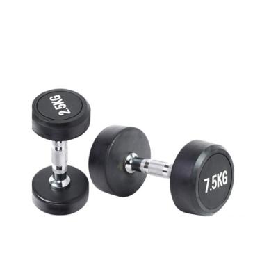 China Dumbell set fitness equipment hot sale iron hex rubber dumbbell/round head rubber dumbbell for sale