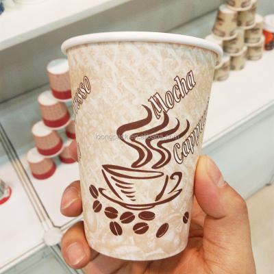 China Biodegradable Wholesale Stickers Coffe Disposable Eco Friendly Stocked Disposable Paper Cup Customized for sale