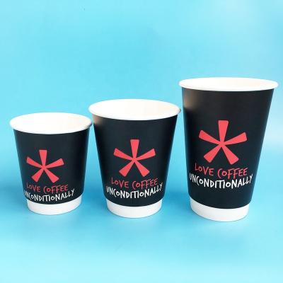 China Disposable Red Black 12oz Ripple Double Wall Coffee Paper Cup for sale