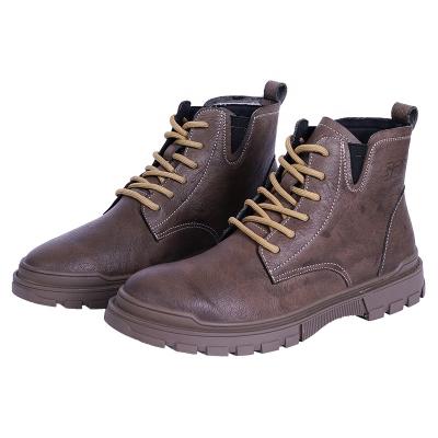 China Genuine Leather Waterproof Custom Elastic Ankle Boots Brown Snow Boots Warm Short Motorcycle Boots for sale