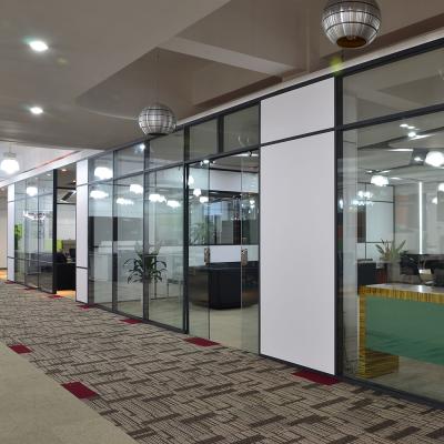 China 86mm Thickness Modern Aluminum Partition Frame Divider Full Trade Customized Office Size Partition Glass Wall for sale