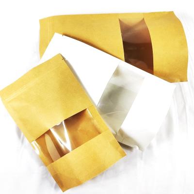 China Degradable Paper / Plastic Tea Snack Bags Small Organic Bags Kraft Paper Stand Up Pouch With Zipper And Window for sale