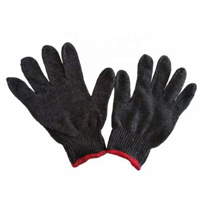 China Breathable Black String Knitted Cheap Cotton Work Gloves for sale