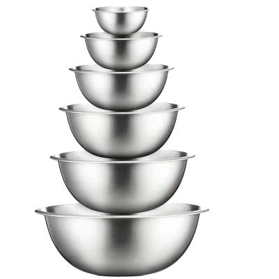 China Viable Cheap Customer Logo Set Of 6 Stronger Price And Heavy Stainless Steel Mixing Bowls Nesting Bowl Salad Maker Salad Cutter for sale