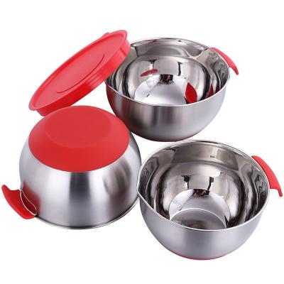 China Stainless Steel Viable Silicone Salad Bowl Mixing Lid, Multifunctional Cooking Bowl for sale