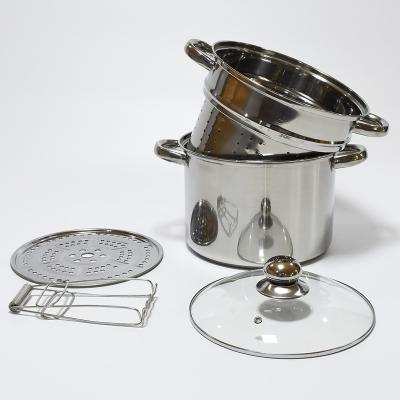 China Double-Layer Stainless Steel Household Spaghetti Pot European-Style Soup Viable Pot with Filter Pot Steaming Rack Double-Layer for sale