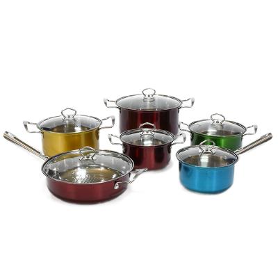 China Sustainable stainless steel12Pot set induction cooker induction cooking ware sets pots and strainers cookware sets for sale