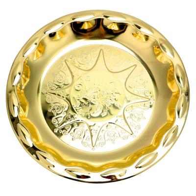 China Other stainless steel dish flower round copper plated disc rose gold thin layer craft dish fruit pot tray hot gift for sale