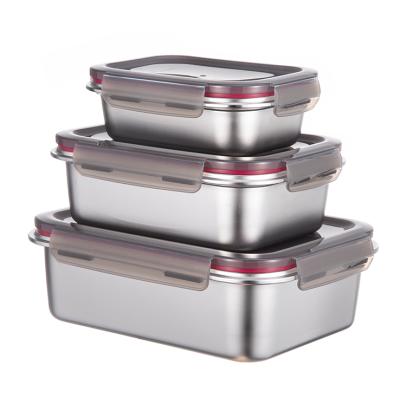 China Wholesale Stainless Steel Bento Lunch Box With Leakproof Lid Metal Lunch Food Storage Containers Freshness Preservation for Kids or Adults for sale