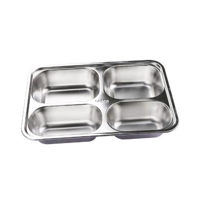 China Sustainable Steel Dish Fast Food Lunch Box 304Stainless Adult Student Three or Four Compartment Bento Box Lunch Box for sale