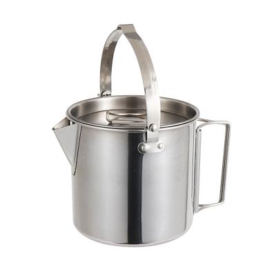 China Outdoor Portable Survival Cookware 430stainless Steel Kettle 1.2l Water Teapot Coffee Riser Pot For Camping for sale