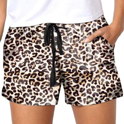 China Breathable Plus Size Leopard Quick Dry Sport Shorts Womens Shorts Drawstring Canvas Womens Shorts With Patterns for sale