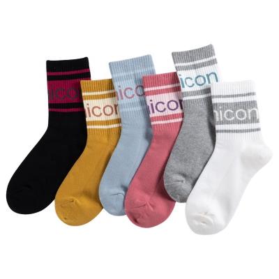 China Breathable High Quality Combed Cotton Women Casual Socks Striped Socks Cartoon Socks for sale