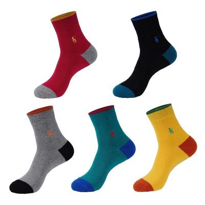 China Wholesale Antibacterial High Quality Color Socks Fashion Men's Casual Socks Combed Cotton Socks Embroidery for sale