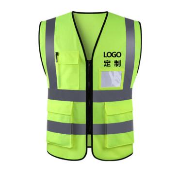 China Reflective 9 Pockets Class 2 High Visibility Zipper Front Safety Vest With Reflective Strips for sale