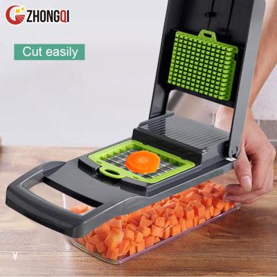 China Viable Professional Vegetable Food Cutter Adjustable Kitchen Mandoline Grater Slicer With Container for sale