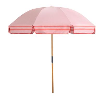 China Beach Wooden Beach Umbrella\patio\garden\real pole 180cm luxury outdoor travel ash for sale