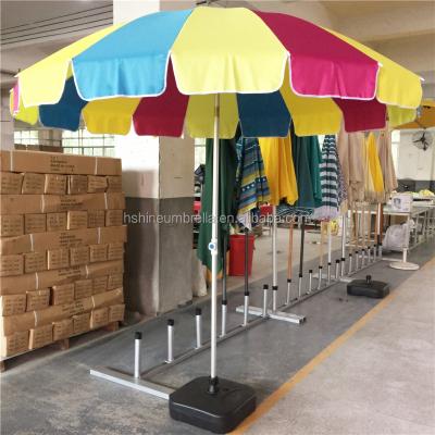 China 3 Position Chrome Plated Large Tilt 240cm Fiberglass Ribs Outdoor Rainbow Beach Umbrella for sale