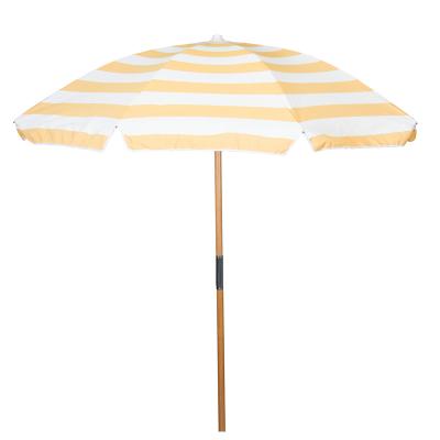 China 2021 New Modern Luxury 200M Ash Wood Pole Striped Beach Umbrella for sale