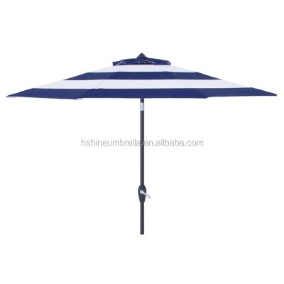 China Outdoor Furniture Wholesale 9ft High UV Protect Striped Garden Sun Umbrella For Outdoor Leisure for sale