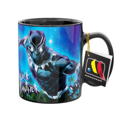 China POPULAR CUTE PORCELAIN CERAMIC COFFEE FLUSH DISPOSABLE WATER AND MILK WONDER 11 BLACK PANTHER ATTACK GIFT SET for sale