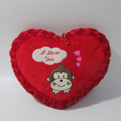 China Soft Plush Stuffed Heart Pillow Toys Heart Cushion (Monkey Embroidery) for sale