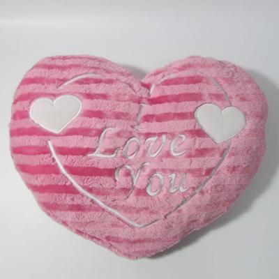 China Soft and huggable plush made of micro plush embroidery heart pillow for valentine's gift for sale