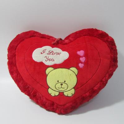 China Soft Plush Stuffed Plush Stuffed Heart Pillow Toys Heart Cushion Bear Embroidery for sale