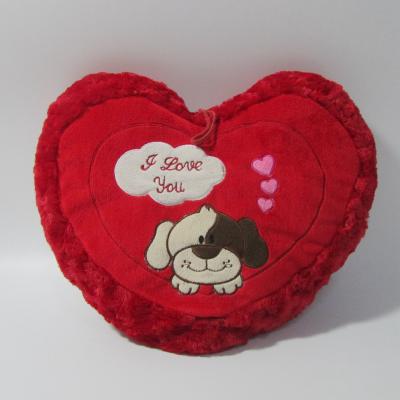 China Plush Stuffed Plush Soft Stuffed Heart Pillow Toys Heart Cushion Dog Embroidery for sale