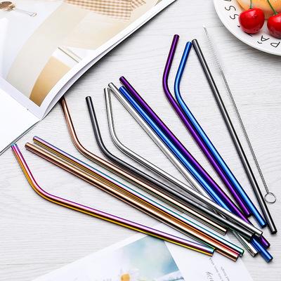 China Viable Wholesale Customized Logo 215mm 6mm Straw And Environmental Protection Accessories 304 Stainless Steel Packaging Straw for sale