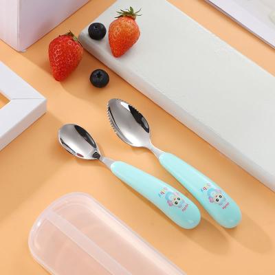 China 304 Stainless Steel Baby Spoon Tableware 2 Viable Cartoon Children Cute Spoon Cutlery Spoon for sale