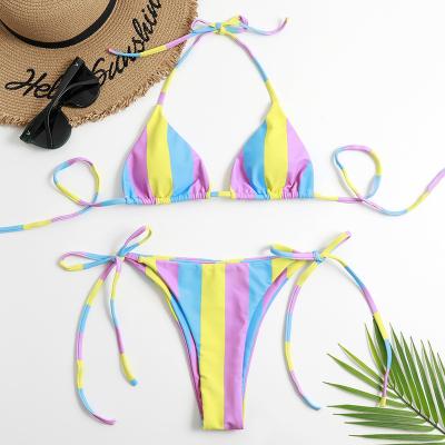 China 2021 new breathable triangle top simple brazilian bikini set sexy swimwear for woman for sale