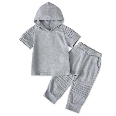 China Hot Sale Vintage 2021 Summer New Design Kids Casual Single Hoodies Pants Custom Logo Boys Hoodie Fashion Kids Boy Clothing Sets Set for sale