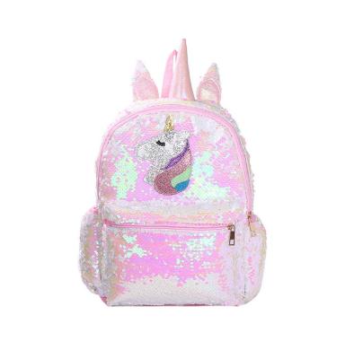 China Fashion large capacity girl schoolbag sequin unicorn backpack kids school bag for girl backpack for sale