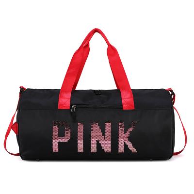 China Wholesale Hot Pink Large Capacity Sequin Gym Duffle Bag Lady Travel Bags Overnight Weekend With Logo for sale