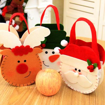 China Christmas Decorations Christmas Decoration 3D Cartoon Apple Tote Bag Non-woven Santa Candy Felt Cute Christmas Gift Small Bag for sale