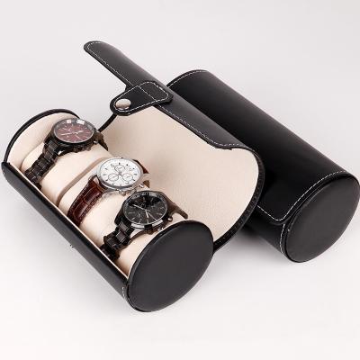 China Handmade leather cylindrical watch box for wholesales for sale