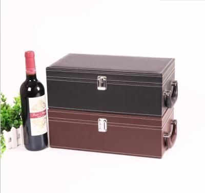 China 2 Bottle Wine Leather Box Disposable Red Wine Gift Box For Wine Packaging for sale