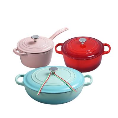 China Sustainable Cast Iron Cookware Set With Pan Seafood Pot Casserole for sale