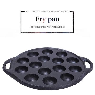 China Sustainable Metal Material Stocked Feature Pre-Seasoned Cast Iron Roll Takoyaki Mold for sale