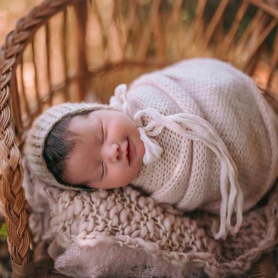 China Baby Photography Wool Wrapped Anti-Static Newborn Wrapped Baby Photo Props Basket Stuffed Mat for sale