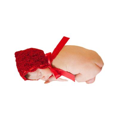 China COMMON Baby Red Hat Knitted Baby Cute Warm Hat Photo Props Knitted Hat Santa Claus Headwear Photo Studio Christmas Day Accessories for sale