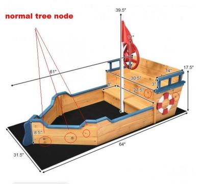 China Large Size Wooden Pirate Wooden Ship Wooden Play Sandbox For Kids for sale