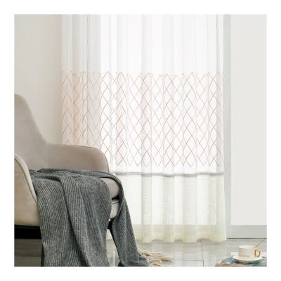 China Hot Selling Blackout Modern Embroidery White Pleat Hotel Drapes Hotel Living Room Bedroom Sheer Curtain Fabric for sale