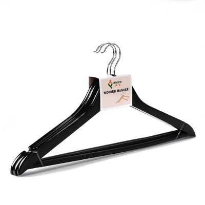 중국 Modern cheap wooden hanger black wooden top supermarket hanger for wholesale 판매용