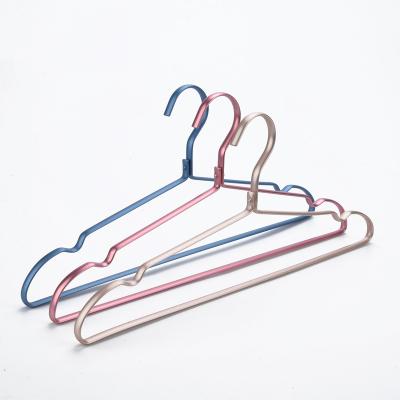 China Eco - Friendly Material Light Weight Electroplate Colored Coffee Aluminum Coat Hanger for sale